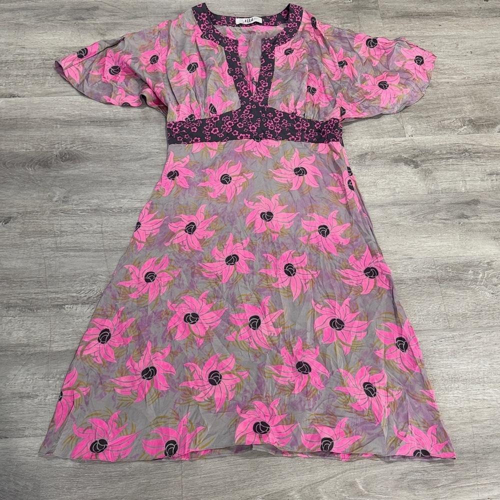 Tibi New York Silk Floral V-Neck Dress | Estimated Small | Y2K Resort